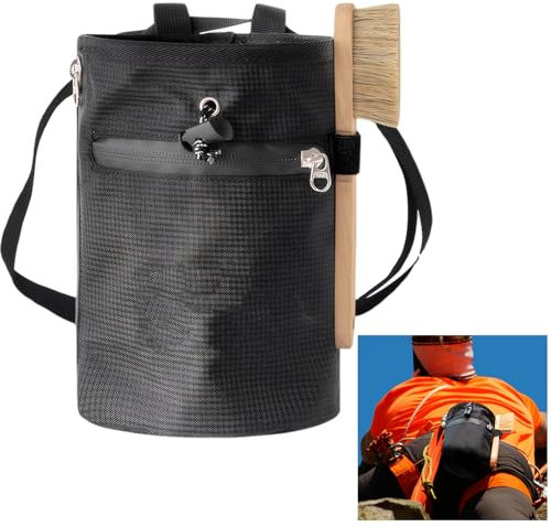 Chalkbag, 13x19cm, Kreidebeutel Klettern mit Bürste, Verstellbarem Hüftgurt, 2 Reißverschlusstaschen und Quick-Clip, Wasserdichter 420D oxford Chalk Bag Bouldern, Magnesiabeutel Gewichtheben Gymnastik