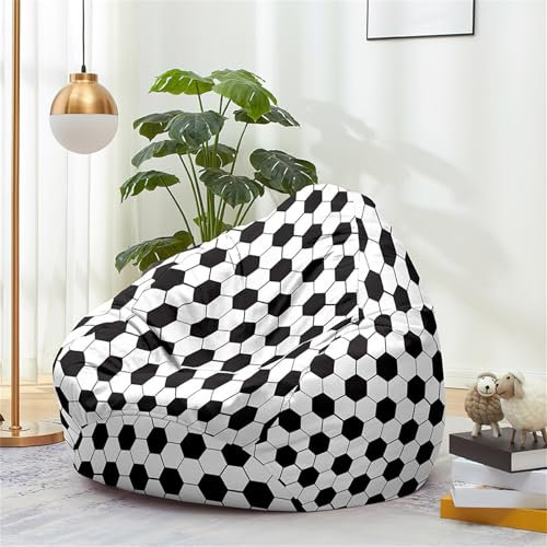 Odot Football Print Bean Bag, Soft Gaming Bean Bag Chair, (No Filler) for Adult Teenagers, Washable Bean bag Cover for Outdoor Livingroom Garden Bedroom Playroom Dorm (L(90x110cm),Football)