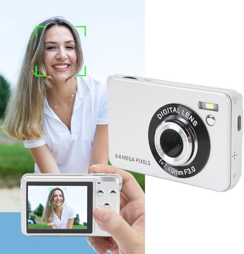Appareil Photo Numérique de Poche pour la Photographie, Appareil Photo Compact 4K 64 MP avec écran de 2,8 Pouces, Zoom Numérique 18X, Petite Caméra Vidéo avec Mise au Point
