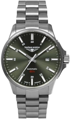 Bauhaus Aviation Herren Uhr analog Automatik mit Titan Armband 2864M-4