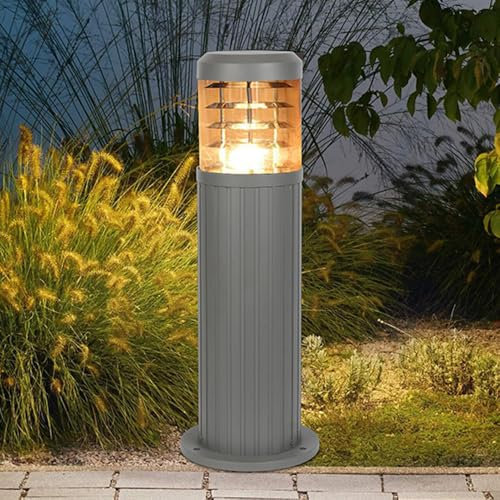 Lámpara de camino exterior, luz de camino paisajístico, carcasa de aluminio gris, luminaria de bolardo, luces de jardín modernas e impermeables para patio, entrada de vehículos, puerta delantera o tra