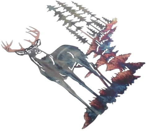 HYTROVE Eisen REH Wandanhänger 19x21cm Retro Wanddeko für Innenbereich Stabile Wandkunst mit Hirschmotiv für Wohnzimmer Garten