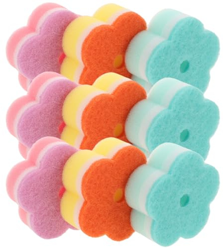 Holibanna Esponja de limpieza con nanómetros, 10 unidades, paños de esponja para cocina, cinco dedos, flores, resistente al moho, sin arañazos, absorbente, para lavar platos, superficies de trabajo y