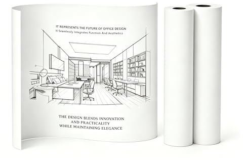 NefLaca Premium Quality Wide Format Paper 61cm x 45.72m (2 roll) | Plotter Paper CAD Bond Rolls Paper roll Easel Painting Paper Sewing Pattern Drafting White Painting Paper Roll