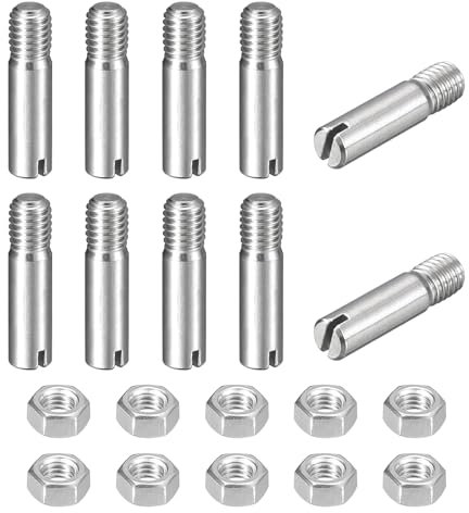 sourcing map 10 perni cilindrici con intaglio, M5 x 20 mm, in acciaio inossidabile 304, con filettatura esterna, viti con scanalatura con dado per installazione di mobili per armadi (GB878)