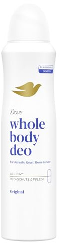 Dove Whole Body Deo Deodorante Spray per Tutto il Corpo Original 150 ml, Deodorante Corpo con 0% Sali di Alluminio, Protezione Anti-Odore 72 Ore, Formula Delicata, Dermatologicamente Testato