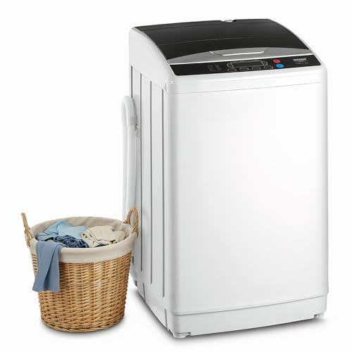 ROVSUN Lavatrice a carica superiore, 7 kg, con 8 programmi di lavaggio e 5 livelli d'acqua, timer 24 ore, 60-70 dB, piccola lavatrice 51 × 47 × 87 cm (7 kg)