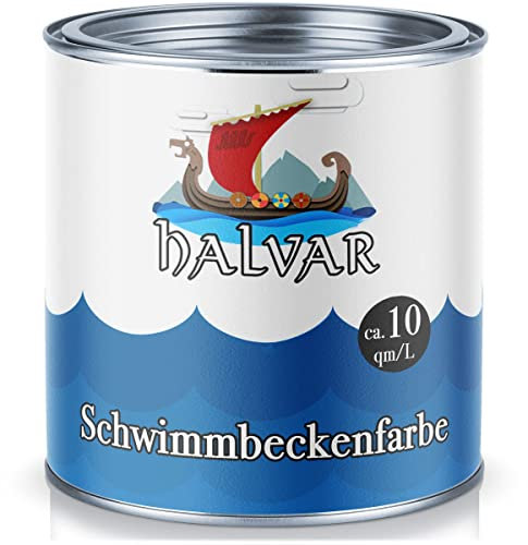 Halvar Schwimmbeckenfarbe skandinavische Poolfarbe Schwimmbadfarbe Schwimmbeckenbeschichtung in Blau Weiß Grün (5 L, Blau)