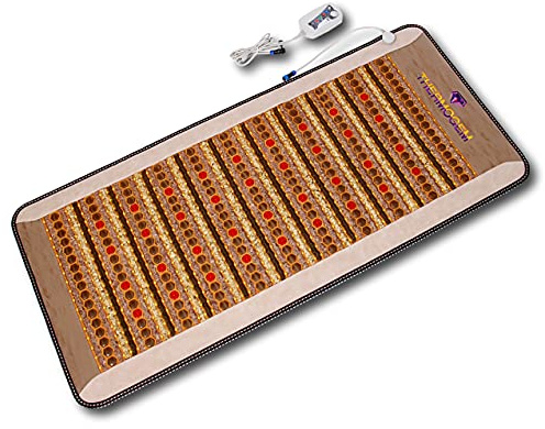 ThermoGem Infrared Amethyst Tourmaline Jade Mat - Professional 72 L x 32 W - Thick & Rigid - Natural Crystals - Adjustable 86-158°F (30-70°C) Heating - Negative ions