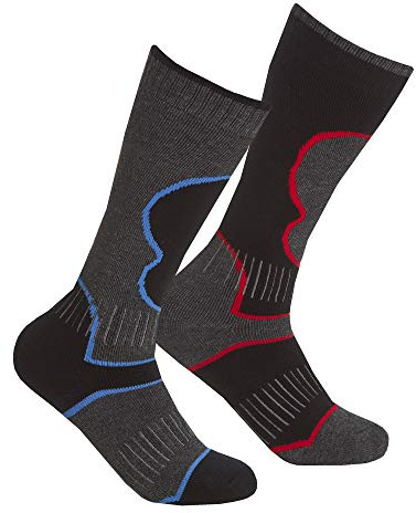 Kids Teens Boys 2 Pairs Winter Warm Thermal Hiking Trekking Long Leg Ski Socks 6-11 Charcoal 9-12