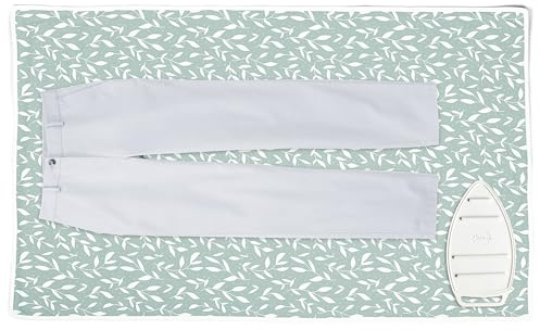Encasa XO strykmatta, 3 mm filtvaddering, silikon järnstöd grön | 122 cm x 71 cm | Värmereflekterande bomullstyg | bärbar hopfällbar filt | bordsångtrycksplatta | halkfri bas