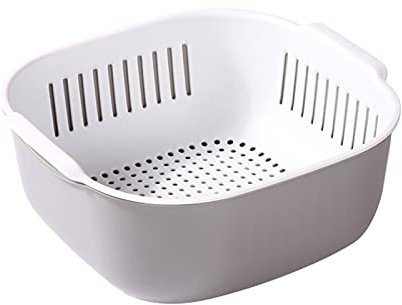 Set de passoire de cuisine, cuvette de passoire de lavage pour pâtes de riz aux légumes, bol de nettoyage de grande capacité muttilfuntional Gris L