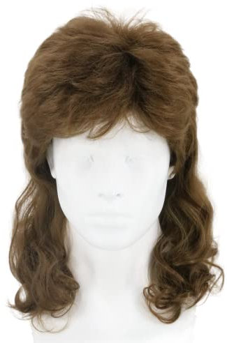 LeMarnia 80s Men's Brown Mullet Wig Halloween Costume Party Wig