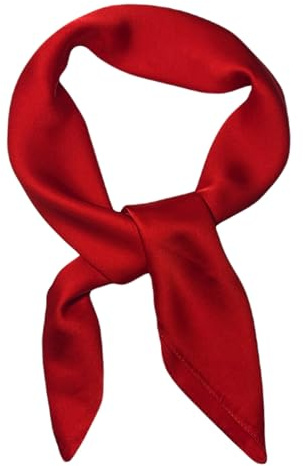 WESTEND CHOICE Square Satin silk Scarves Plain Neck Scarf 50s Retro Women Scarf Lightweight Silky Bandana Wrap women's scarves 70 x 70 cm (Red)