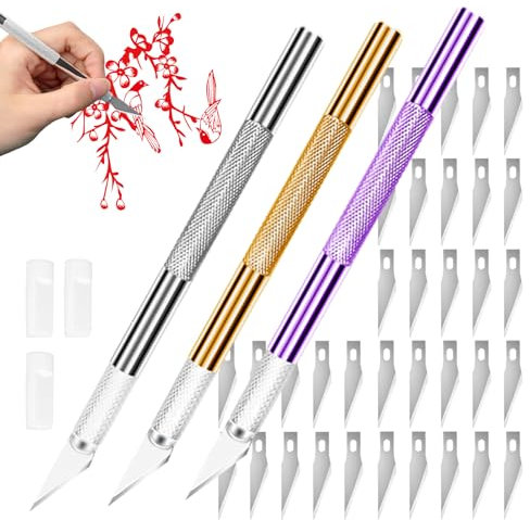 38 Piezas Cuter Manualidades Precision Set, 3 Cutter Modelismo Profesional con 35 Cuchillas de Repuesto, Cuchillo Artesanal para Cortar y Tallar