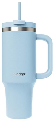 Contigo Botella termo 1200 ml con asa y pajita | Botella térmica aislada de acero inoxidable con tapa | Thermos | Se enfría durante 29 horas | Taza termo | Sin BPA | Reef