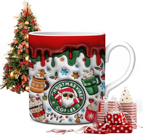 Umllpet 3D-julkopp, 350 ml keramikkopp, kaffekopp, tekopp, jultomte, keramikmugg, julkoppar, julmugg till jul, födelsedag, presentdekoration