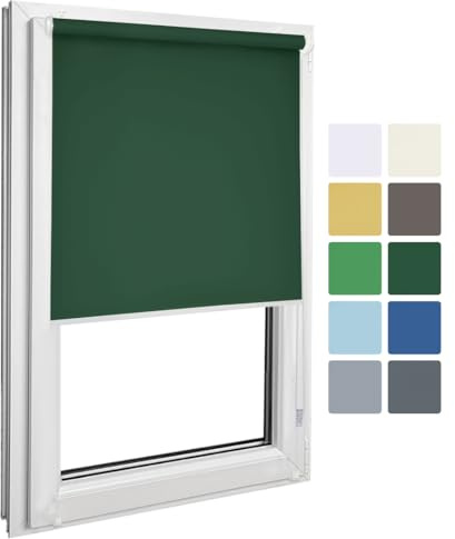 Home-Vision® Rollo Klemmfix, ohne Bohren, Fensterrollo mit Seitenzug, einfache Montage ohne Werkzeug, Moderne Fensterdeko(Nebbia Dunkelgrün, B40cm x H150cm)