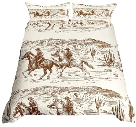 Homewish Set copripiumino king size per adulti e uomini, set di biancheria da letto Westurn Cowboy per adolescenti e donne, con stampa di cavalli astratti, stile rustico rustico, per tutte le