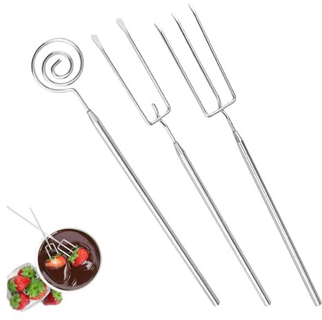 Yuannee Praline Fork,3 Pcs Stainless Steel Chocolate Dipping Forks Set Rust Resistant Fondue Praline Tools for Truffles Candy Making Pastries Dessert Decorations