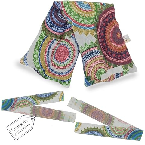 Saco Semillas Microondas-Cojin Térmico Ajustable al Cuerpo-100% Algodón con trigo y Lavanda-Bolsa para Alivio Natural de Dolores Musculares,Menstrual y Lumbago. (Mandala Verde)