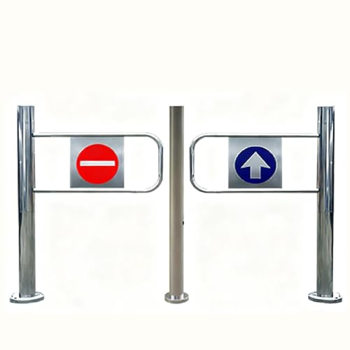 Puerta de entrada de acero inoxidable de un solo giro, portal peatonal manual para supermercados, puerta de media altura de cierre automático para parques (190 cm)