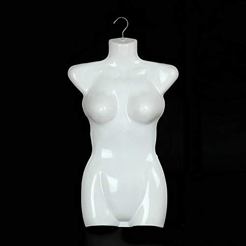 little finger Manichino femminile a metà corpo in plastica per costumi da bagno, biancheria intima, abbigliamento, espositore salvaspazio per riporre la casa, plastica - bianco
