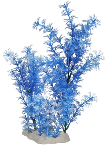 POPETPOP Large Blue Aquarium Plant 30cm – Realistic Silk Seaweed Decor for Fish Tank, Hides & Shelter for Betta & Tropical Fish