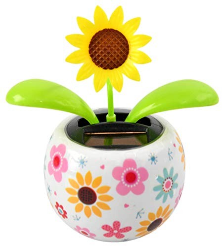 Home-X Sunflower Solar Dancer Figure, Solar-Powered Dancing Office Desk Decor, Windowsill or Car Dashboard Decoration