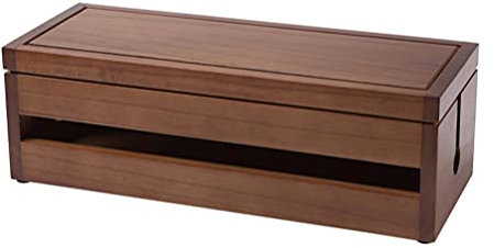 YARNOW Cable Organizer Box Wood with Lid, 37.7 x 11.5 x 14.3 cm, Wire Management Box for Home Office Storage