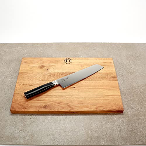 Kai Tim Mälzer Kamagata Angebotsset, ultrascharfes Hybrid Kochmesser TMK-0770, 20 cm Klinge+ handgefertigtes Küchenbrett aus Eiche, 40x30 cm