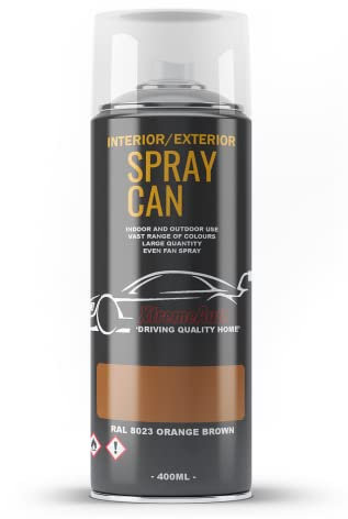 Xtremeauto Spray Paint Finish For Indoor And Outdoor Use Garden Cars Home Kitchen Bathroom Furniture Art Craft Bikes Radiators Metal Wood Plastic Glass UPVC Stone PVC RAL 8023 Orange brown