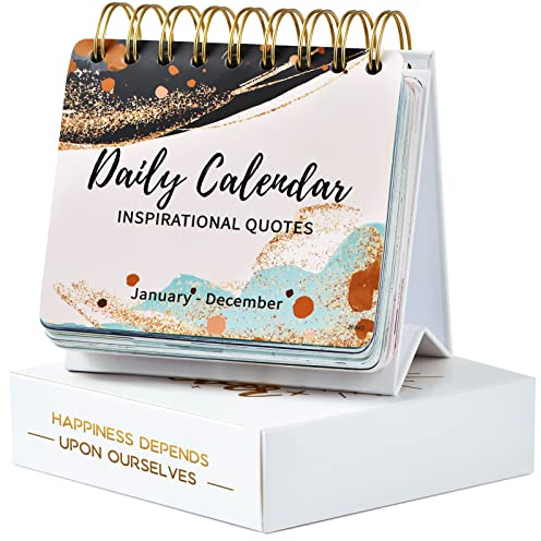 Calendario motivacional, calendario diario con citas inspiradoras, 5.5 x 4.8 pulgadas, calendario perpetuo de escritorio sin fecha, regalos inspiradores y decoración de oficina para mujeres y hombres
