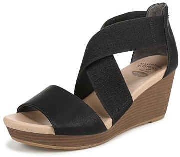 Dr. Scholl's Shoes Womens Barton Band Wedge Black Smooth 9 M