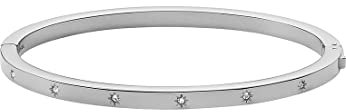 Fossil Sadie Damenarmband aus Edelstahl mit Druckknopfverschluss, Silberfarben