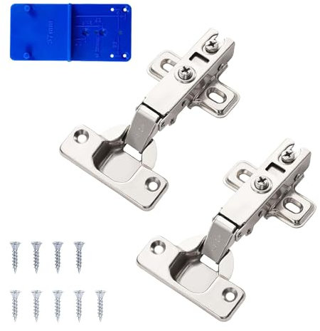 2 pcs 110° Bisagras de Muebles, Bisagras Puertas Cocina, Amortiguación Integrada Bisagra, Bisagra con Amortiguador Cierre Automático, para Muebles, puerta de armario, armario de cocina