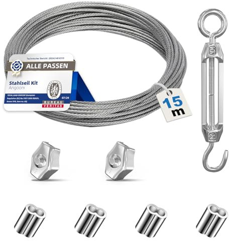 Angooni Edelstahl Drahtseil 2 mm, Spanndraht Seilspanne