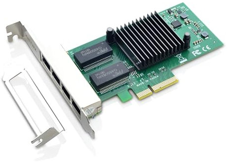 XWYWX 1Gb PCIe 2.1 X4 Puerto 4*RJ45 Nic Tarjeta de Red para Intel I350AM4 Ethernet LAN 10/100/1000Mbps Adaptador Network Card Comparar con I350-T4 para Win/Linux/FreeBSD/VMware-X4R1143-11