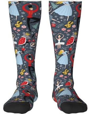 Ballett-Nussknacker-Druck, lässige lange Socken für Männer und Frauen, lustige Strümpfe, verrücktes Design, 2, Schwarz, 32 EU, One size