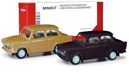herpa modelkit auto MiniKit Trabant 601 Limousine, scala 1:87, kit di modellismo, pezzo da collezione, statuetta in plastica, Colore: samtocker/rally black