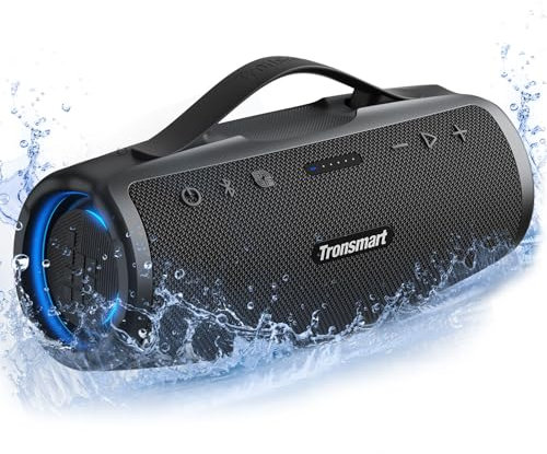 Tronsmart Mirtune S100 Altavoz Bluetooth 50W, Altavoz Portátil Potente, Resistente al Agua IPX7, Retractable Handle, 20H de Reproducción, Sonido Estéreo, Aux y Powerbank, Speaker con EQ para Exterior