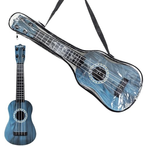 PLUSHCEWT Guitare Ukulélé pour Enfants, 42cm Guitare Acoustique avec 4 Cordes Ajustables, Jouet Musical Ukulélé Guitare pour Enfants Guitare pour l'éducation Musicale Mini Guitare Cartoon (Bleu)