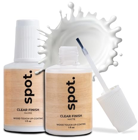 Spot – Vernice Trasparente per Legno a Pennello per Ritocchi | Finitura Opaca e Lucida per Sigillare e Uniformare la Lucentezza | Mobili, Porte, Battiscopa | Interni ed Esterni | 2 × 30 ml