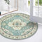 Boho Teppich Waschbarer Vintage Wohnzimmer Stil Sofa Rund Teppich Kurzflor, Bunter Muster Rutschfester Orientalischer Carpet für Schlafzimmer. 80 cm
