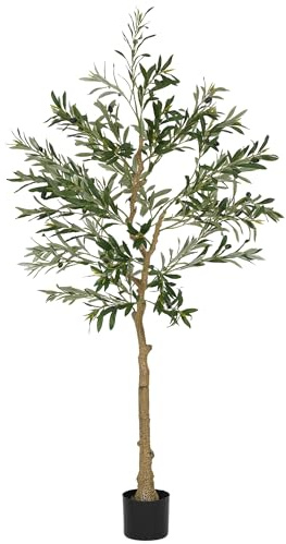 HOMCOM 5ft/ 150cm Decorative Artificial Plant, Silk Olive Tree with 720 Leaves and 32 Olive Fruits in Pot, Fake Plant for Home, Office, Living Room, Indoor Decor