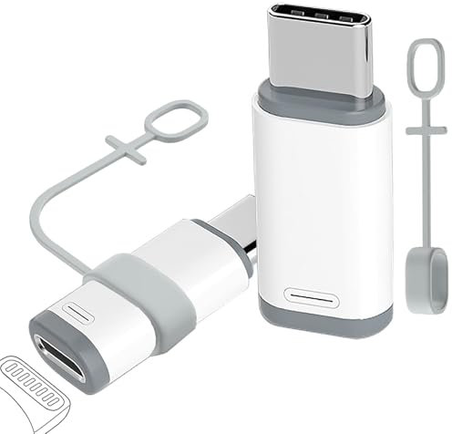 2 Pcs light-ning to USB C Adapter Support Charging & Data Transfer,White light-ning Female to USB C Male Adapter with Anti-Lost Loop Compatible with iPhone 15/16 Pro/16 Pro Max,Samsung