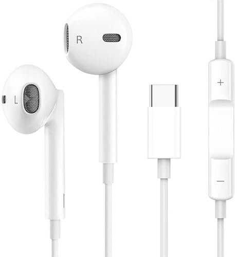 Auriculares USB C para iPhone 16 Pro Max Plus/15 , Auriculares con Cable USB C In Ear Cancelacion Ruido con Micrófono y Control de Volumen para Galaxy S23 S24 S22 Ultra S21 FE S20 A53 A54 A55, Pixel