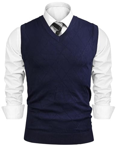 Sykooria Homme Gilet Col en V sans Manches Pull Classique Business Gilet pour Homme Tricoté Débardeurs