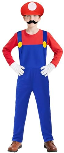 BSBUY Costume Bambino per Carnevale, 4PZ Costume Tuta per Bambini con Cappello Guanti Barba, Vestito di per Compleanno, Halloween, Carnevale, Feste per Ragazzi Cosplay