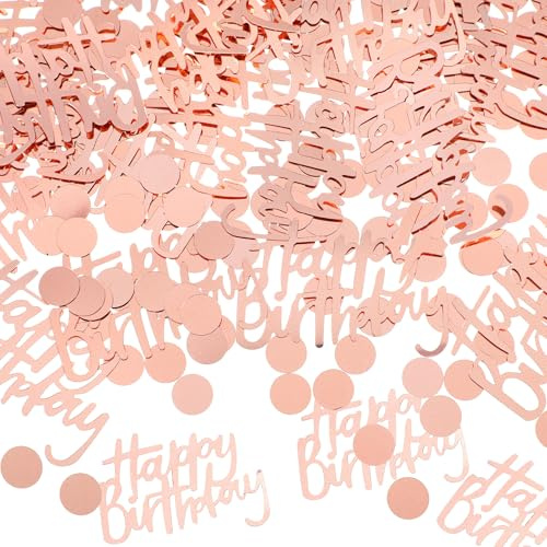 Ouligay 270 stycken Happy Birthday-konfetti bordsdekoration födelsedag rosa konfetti spridda dekoration födelsedag kvinnor glitter Happy Birthday-dekoration konfetti för födelsedagsdekoration bord
